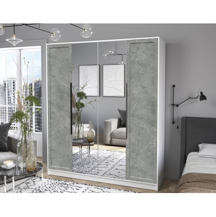 Шкаф распашной Тренд КТ-Ш4 (з) (Белый платинум ЛДСП/ Керамика ЛМДФ) Ш1800 В2128 Г547